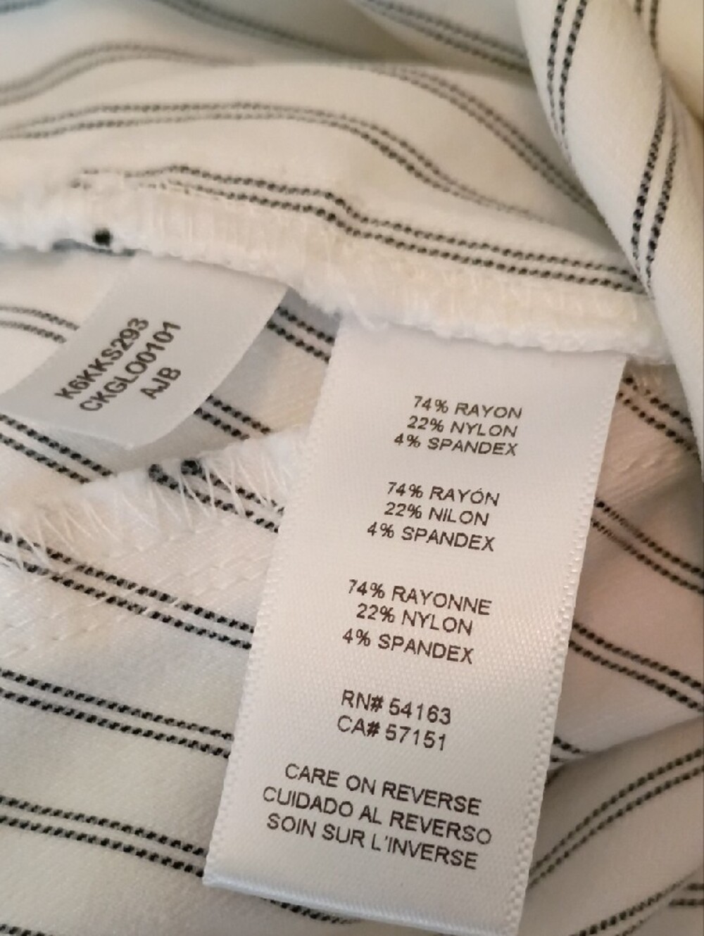 Calvin Klein White Pants with  Pinstripes Size 12 - Picture 6 of 6